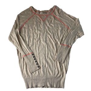 Ruby Moon Ivory Beige Heather Button Down Back & Wrist Sweater Small